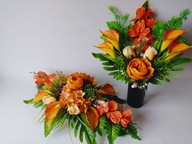 Komplet Cmentarz Piwonie,Hortensja Kalie Pomarańcz