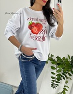 Bluza Biała z Truskawką