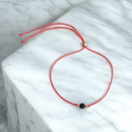 Bransoletka Szczęścia Handmade Na Czerwonym Sznurku z Kamieniem Turmalin