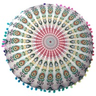 Poduszka okrągła MANDALA indyjska Pufa kolorowe siedzisko do medytacji jogi