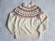 C&A piękny sweterek ecru i wzorki nowy roz 128