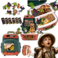 PLECAK Z DINOZAURAMI ZESTAW ODKRYWCY DLA DZIECI FIGURKI DINOZAURÓW I WULKAN