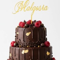 TOPPER na tort URODZINY DOWOLNE IMIĘ lustro złote toper dekoracje ozdoba