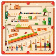 Drewniany labirynt Montessori magnetyczny nauka kolorów liczenia dla dzieci