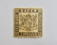 1862 Baden Mi.17c* czysty znaczek z gumą, stan dobry. Wartość 600,- Euro