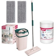 ZESTAW MOP OBROTOWY DWUKOMOROWE WIADRO TELESKOPOWY KIJ 32CM YORK RÓŻOWY