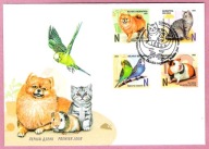 Białoruś 2025 FDC zwierzęta dom. kot pies papuga świnka morska /wyd.500szt/