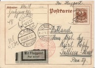 ESTONIA EESTI TALLIN-REVAL -postkarte -obieg 1932 rok Luftpost z AUSTRIA