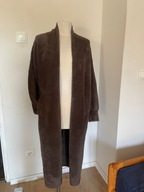 Płaszcz kardigan alpaka kieszenie brąz jesień