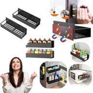 ZESTAW 2 SZTUK POLKA MAGNETYCZNA ORGANIZER NA LODOWKE CZARNA DO KUCHNI