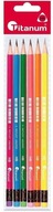 Zestaw ołówek szkolny z gumką 6 szt. neon HB ołówki Titanum