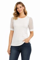 New Look biały siateczkowy top XL 42 bufki, mesh / sheer fabric – trend