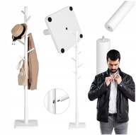 WIESZAK DREWNIANY DO PRZEDPOKOJU STOJAK BIAŁY WOLNOSTOJĄCY Z LITEGO DREWNA