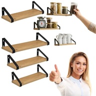 ZESTAW 3x DREWNIANIA PÓŁKA ŚCIENNA DO KUCHNI SALONU WISZĄCA NA SCIANE