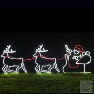 Dekoracje Boże Narodzenie LED Mikołaj z saniami i Renifery 550x150cm