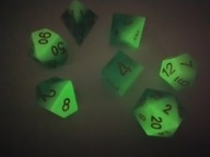 Żywiczne kości RPG Wodzinsky - "Świetliki Błękitnego Przełomu" + woreczek