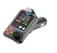 TRANSMITER FM ZESTAW GŁOŚNOMÓWIĄCY BT 5.0 ŁADOWANIE QC 3x USB PD RGB AUDIO