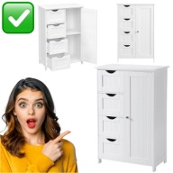 SZAFKA ŁAZIENKOWA STOJĄCA Z SZUFLADAMI 55x30x82 cm BIAŁA SOLIDNA | VESAGLE