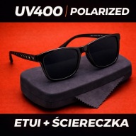 Stylowe Okulary Przeciwsłoneczne UV400 Czarne Złote Gwiazdki Unisex + Etui