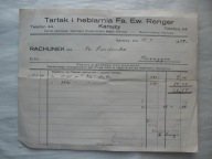 KARTUZY KASZUBY TARTAK i HEBLARNIA FA.EW.RENGER RACHUNEK KOŚCIERZYNA 1939 r