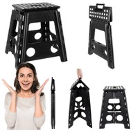 TABORET STOŁEK KRZESŁO SKŁADANY DUŻY WYTRZYMAŁY ROZKŁADANY 40CM CZARNY