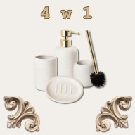 ZESTAW ŁAZIENKOWY 4w1 SZCZOTKA WC DOZOWNIK MYDELNICZKA KUBEK BIAŁY