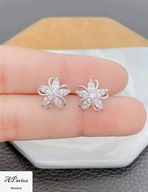 Kol0077 Kolczyki stal kwiatek z kryształkiem