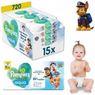CHUSTECZKI PSI PATROL NAWILŻANE WILGOTNE DLA DZIECI PAMPERS AQUA 15 x 48szt
