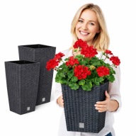 DONICZKA OGRODOWA DONICA BALKONOWA ZESTAW 3X DOM KWIETNIK ANTRACYD WKŁAD