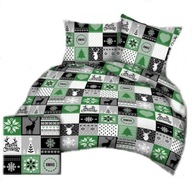 pościel bawełna lux 200x200 + 2x70x80 zamek B 558-1 świąteczny patchw.ziel.