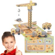 DREWNIANY DŹWIG TOWER CRANE MAMABRUM PLAC BUDOWY 60X35X42CM DLA DZIECI 3+