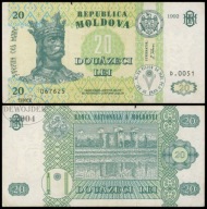 BNA - MOŁDAWIA 20 Lei 1992 # seria D.0051 # P13a # BARDZO RZADKI # VF