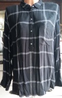 Montego koszula czarna krata 132cm pachy 50 52