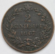 Włochy 2 centesimi 1867 - król Wiktor Emanuel II