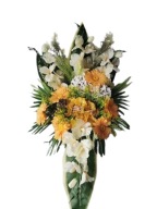 Stroik Cmentarz Hortensja – Gerbery Serce Żółty - Pomarańcz