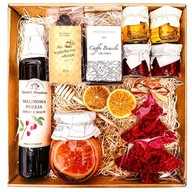 Kosz prezentowy herbata kawa miód syrop zestaw upominkowy święta okoliczny