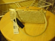 Elegancka złota torebka koronkowa z uchwytem F&F Gold Lace 2004 VINTAGE