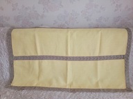 Duży lniany bieżnik w kolorze cytrynowym z koronką - 116cm x 67cm -bdb