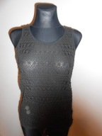 NEXT czarny top wełniany ażurowy S-NOWA