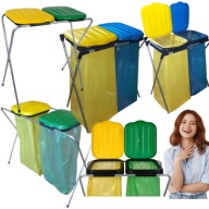 STOJAK NA WORKI DO SEGREGACJI ŚMIECI STELAŻ KOSZ 2 STANOWISKA 120L