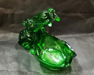 Zielona figurka miseczka – hipopotam żywica masywna ciężka , efekt szkła