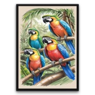 Plakat z ramą 40x50 cm Kolorowe Ptaki w Dżungli | Pomysł na Prezent