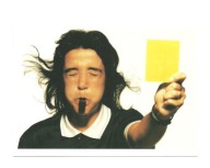 Pocztówka - Sędzia, gwizdek i żółta kartka ...