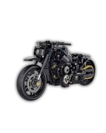 Retro luksusowy czarny motocykl - klocki konstrukcyjne 3D