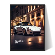 Porsche 911 Retro Plakat/Obraz w Ramce 40x30cm Prezent dla faceta