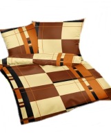 pościel bawełna lux 160x200 + 2x70x80 guzik B krata brąz b-x