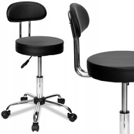 STOŁEK FRYZJERSKI HOKER KOSMETYCZNY REGULOWANY Z OPARCIEM CZARNY