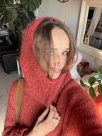 Balaclava komin czapka kaptur rękodzieło alpaka merino handmade ruda