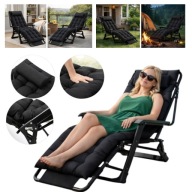 LEŻAK OGRODOWY PLAŻOWY SKŁADANY Z PODUSZKĄ FOTEL KRZESŁO MEBLE OGRODOWE