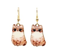 Kolczyki z beżowo-rudym kotem